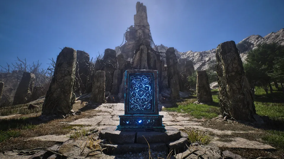 Monumento de piedra brillante que recuerda a la Torre de Hersander en ArcheAge Chronicles