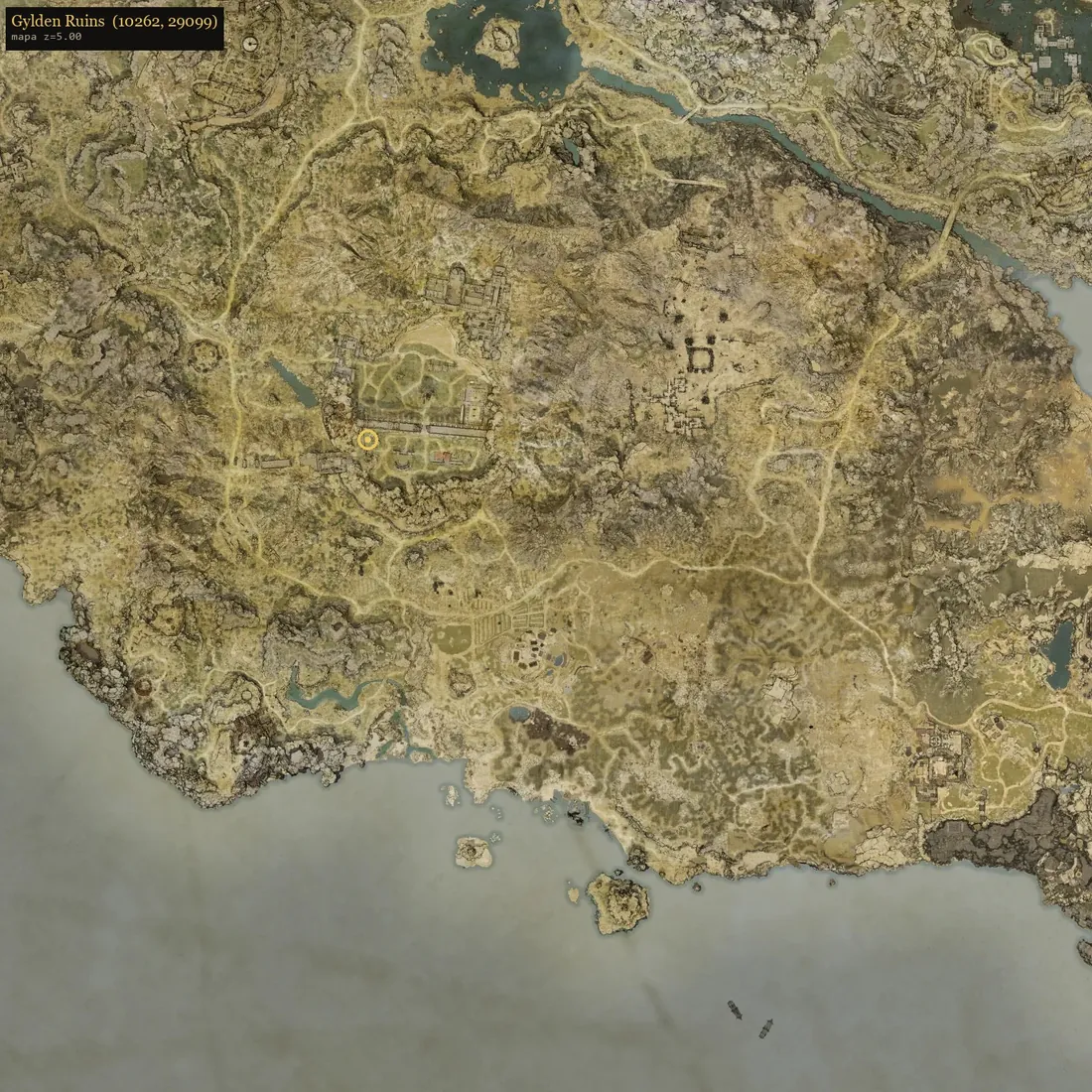 Vista del mapa de Gylden Ruins.
