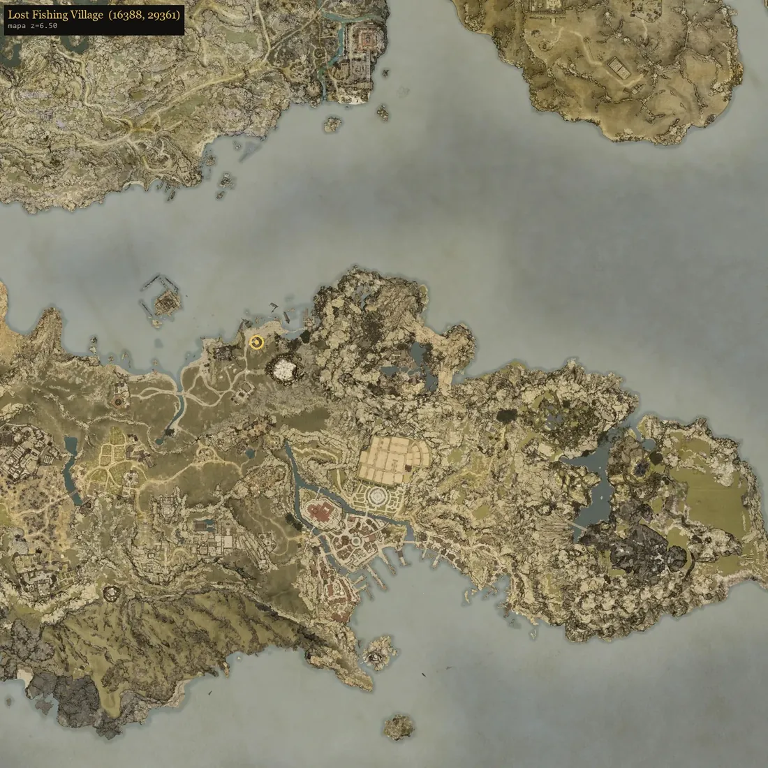 Vista del mapa de Lost Fishing Village.