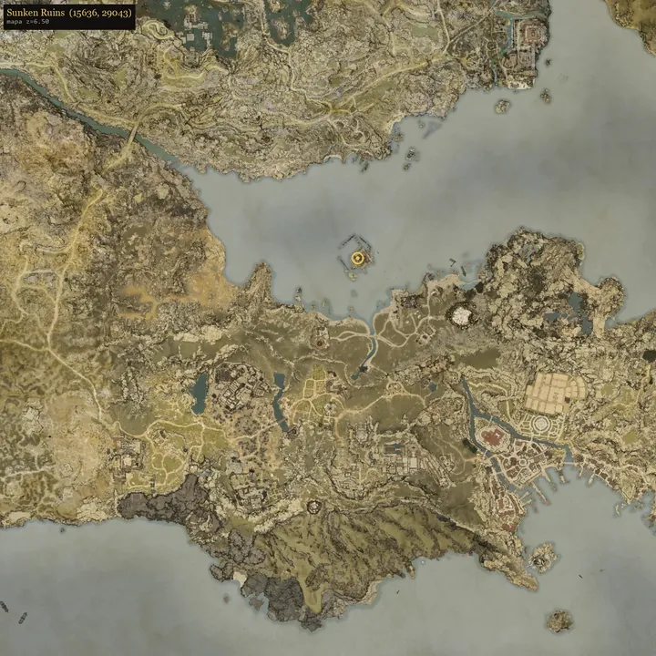 Sunken Ruinsの地図の画面。