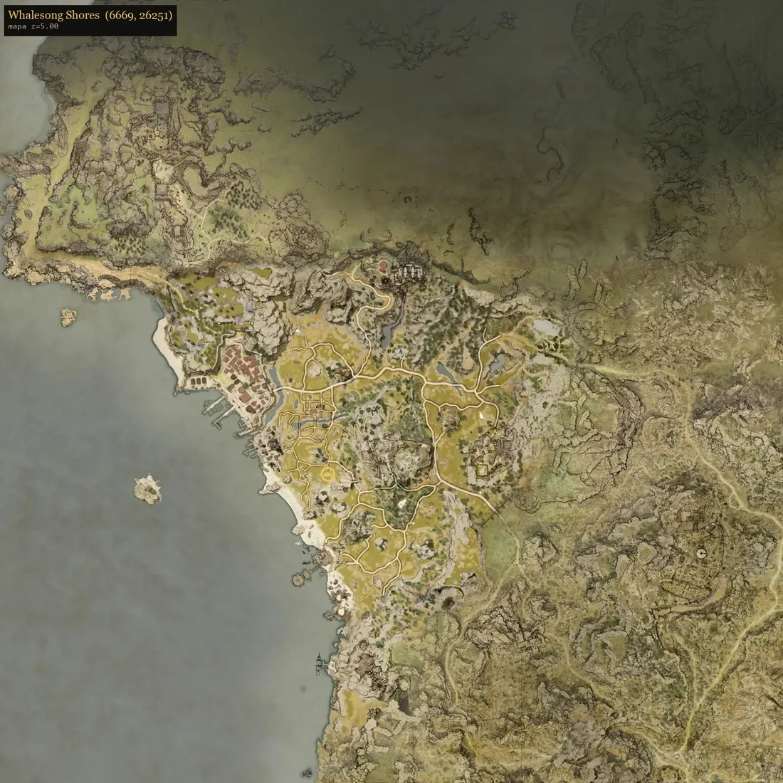 Vista del mapa de Whalesong Shores.